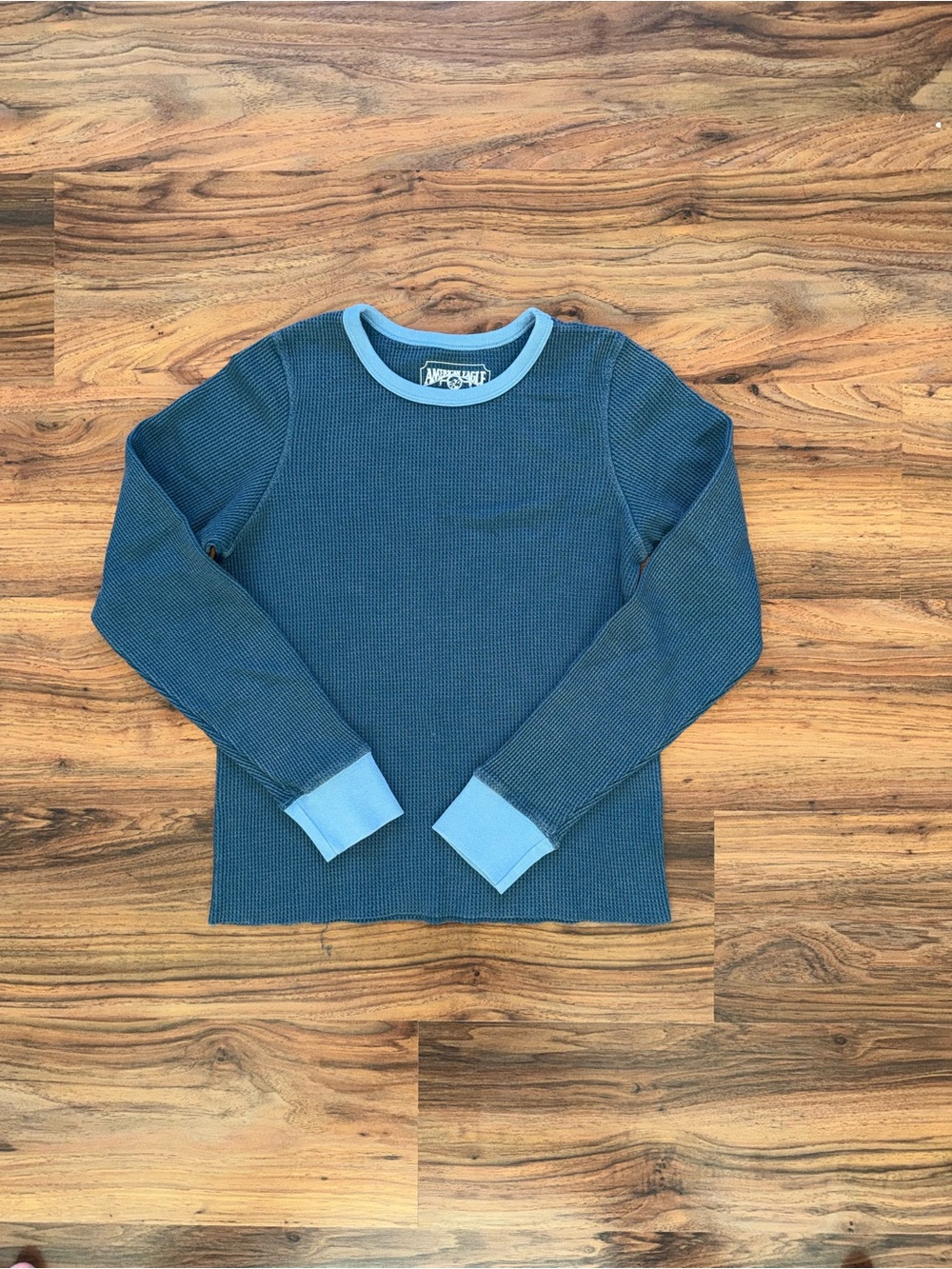 American Eagle Blue Thermal Waffle Weave